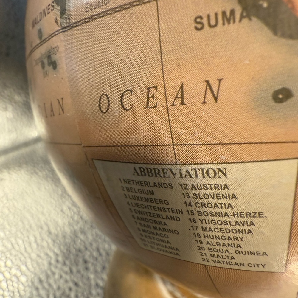 Vintage Style Globe with Wooden Base - Picture 6 of 8